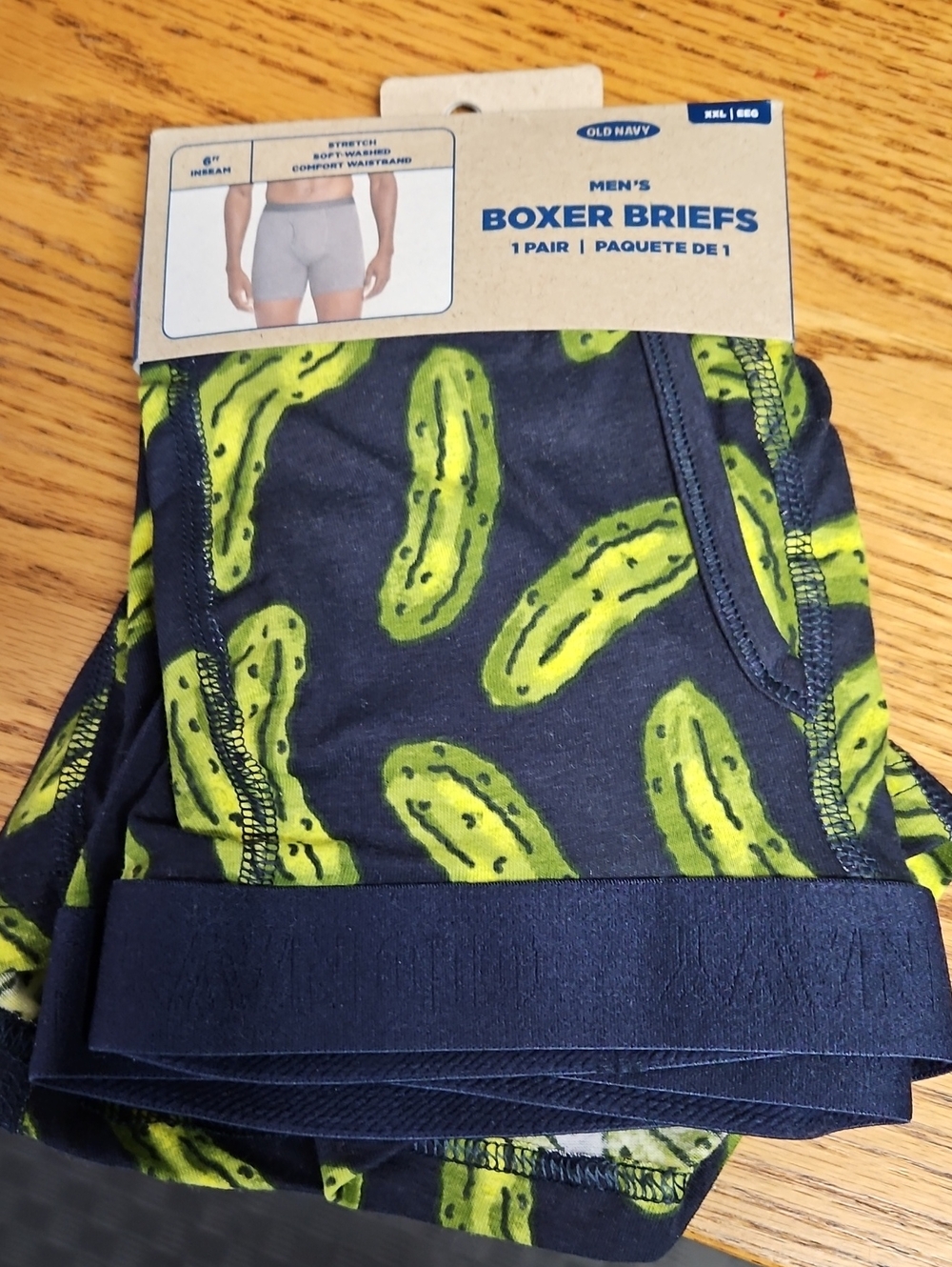 Old Navy Navy Boxer Briefs with Green Pickle Print
